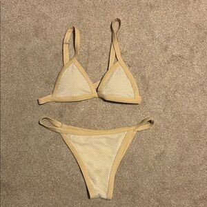 SHEIN Tan Mesh Two Piece Bikini Set Size Medium